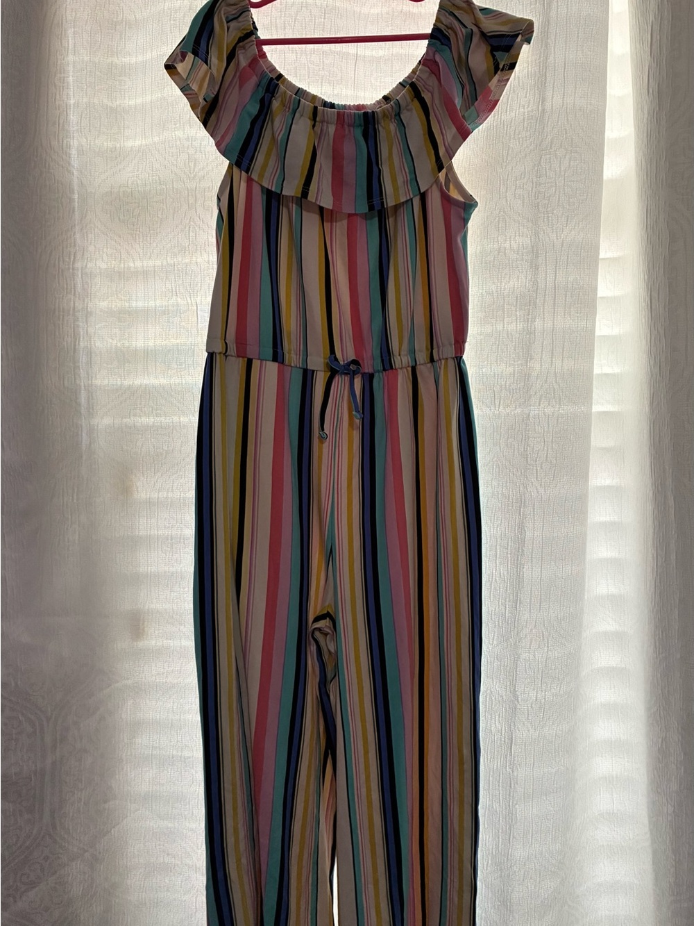 Buttercup Multi-Stripe Ruffle Neck Jumpsuit